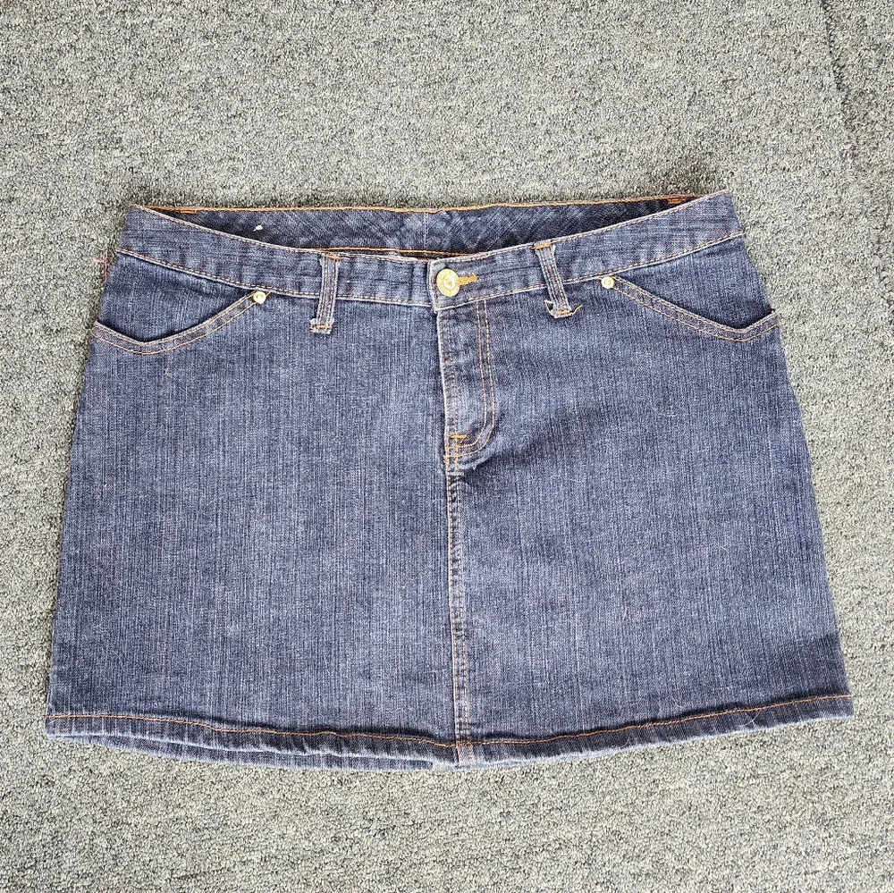 EleVen by Venus Williams Skirt Pocket Logo Graphic Denim Jean Plus Size 14